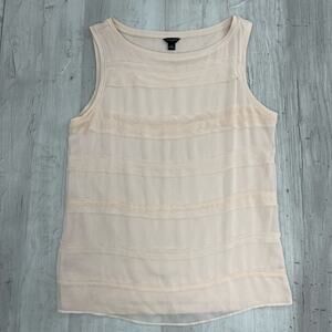 Ann Taylor Light Pink Sleeveless Ruffle Lightweight Spring Feminine Blouse Med